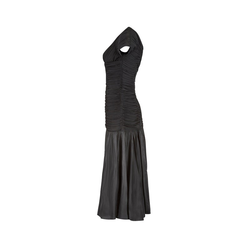 1950s Ceil Chapman Black Taffeta and Ruched Silk Jersey Dress image 2