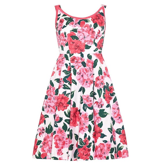 1950s Horrockses Floral Cotton Dress With Scoop Ba