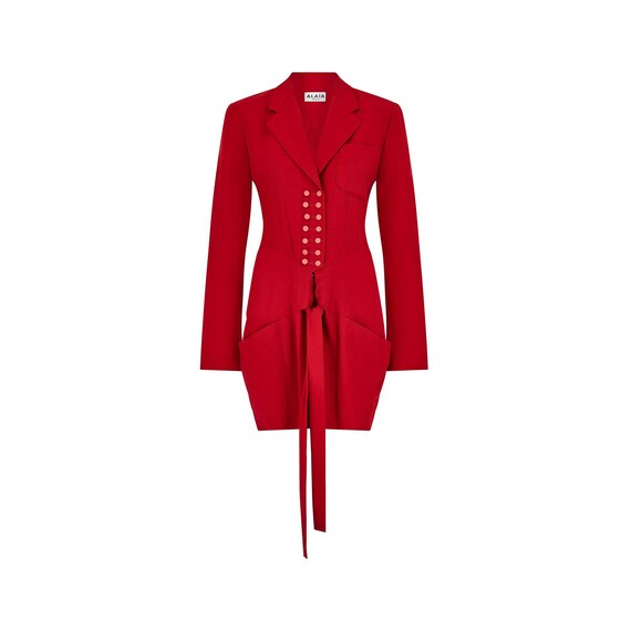 Documented Fall 1981 Chanel Red Metallic Silk Skirt & Jacket Set w Hand Applied Chenille Cording Detail