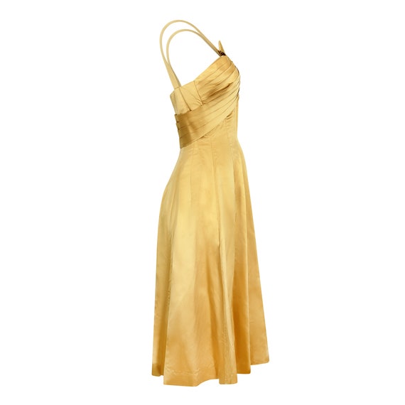 1950/'s1960/'s Chiffon Pleated Bodice Sleeveless Party Dress