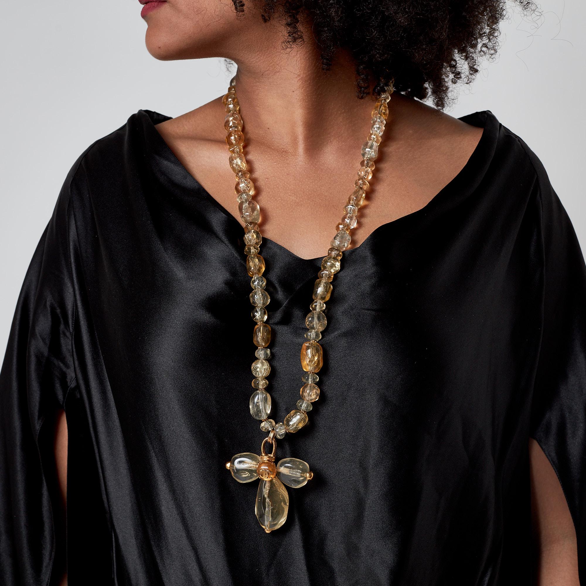 1999 Chanel Topaz and Quartz Beaded Resin Necklace - Etsy