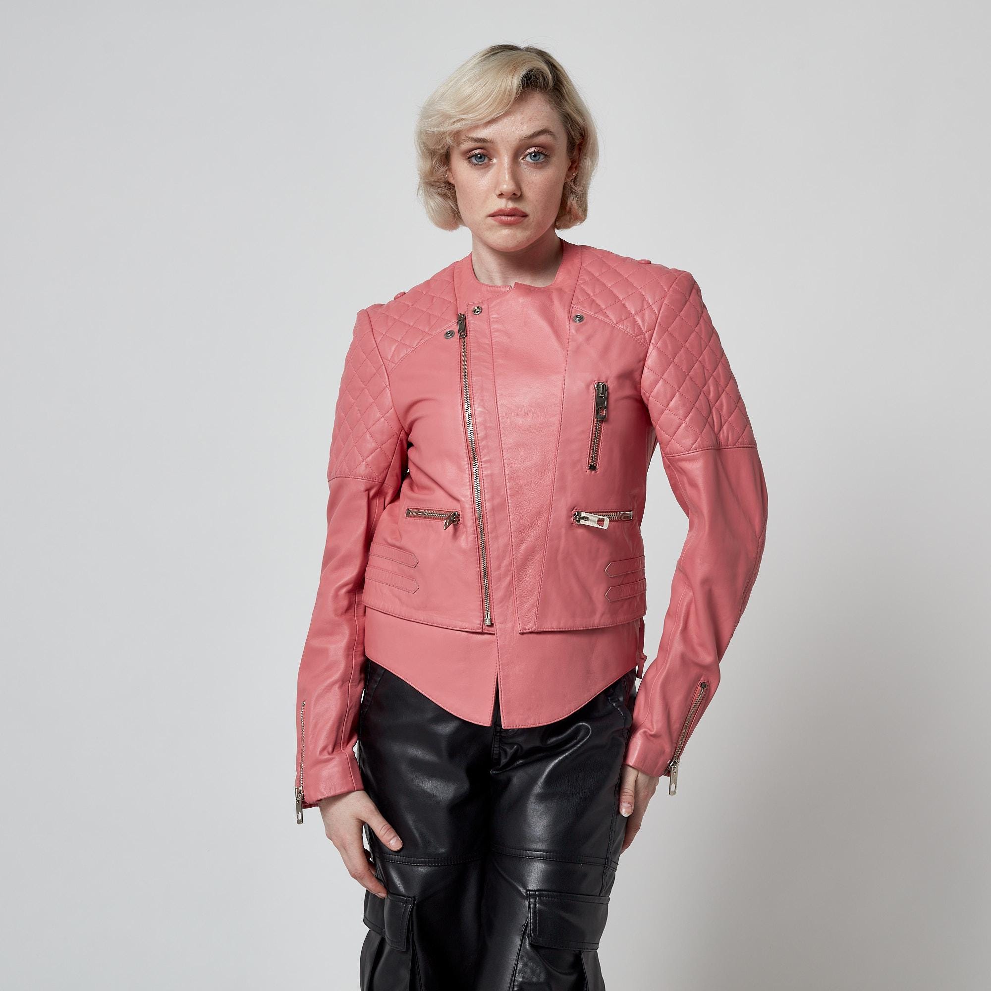 Nicolas Ghesquière for Balenciaga Pink Leather Motorcycle Jacket 