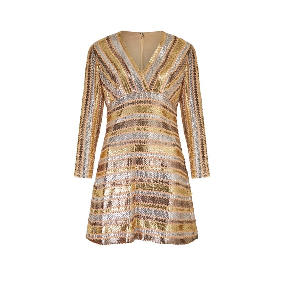 1970s Gold and Silver Sequinned Mod Dress - Etsy