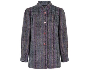 Veste Jules Tournier en laine et mohair feutrée violette des années 1970