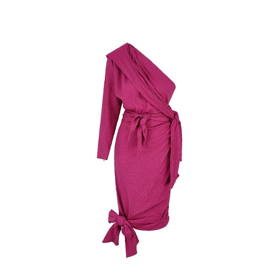 1987 Yves Saint Laurent Pink Silk Asymmetric Dres… - image 3