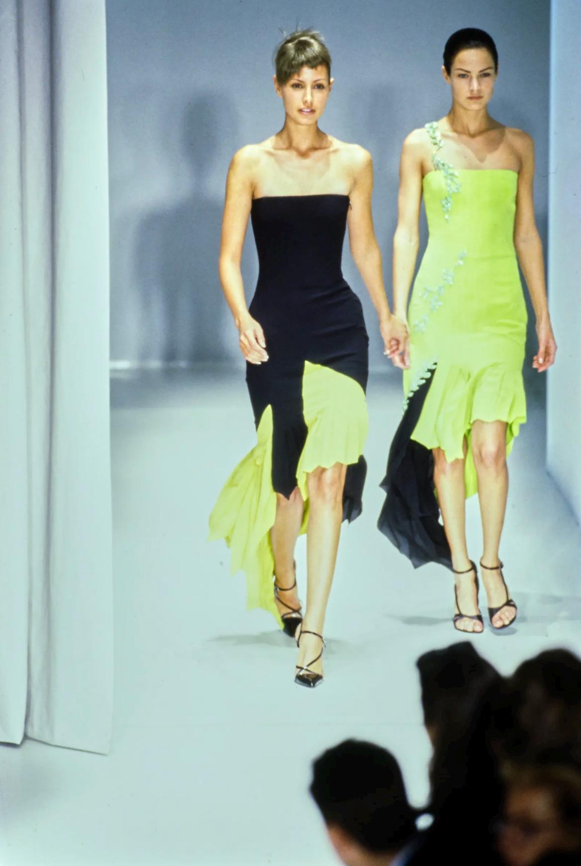 green emerald velvet dress Gianni Versace