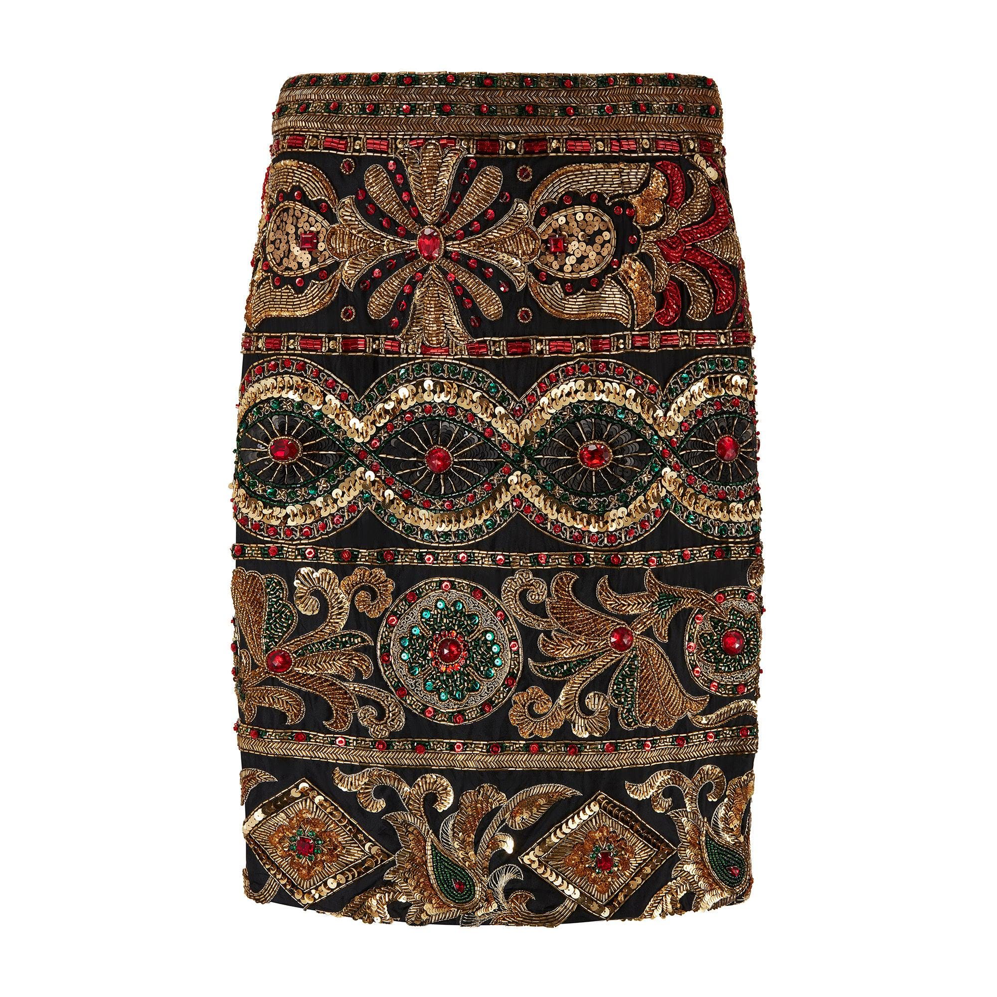 1990s Genny by Gianni Versace Baroque Beaded and Sequinned Skirt