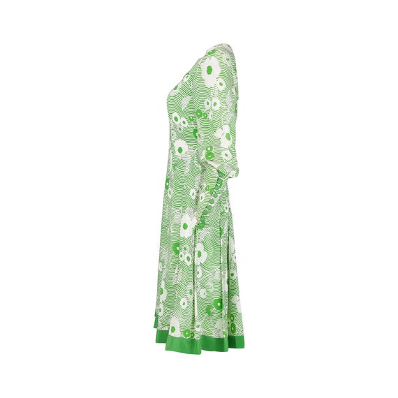 1970s French Haute Couture Green and White Floral… - image 2