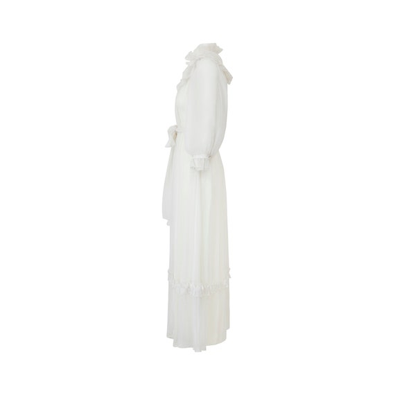 1970s Vera Mont White Georgette Maxi Dress - image 2