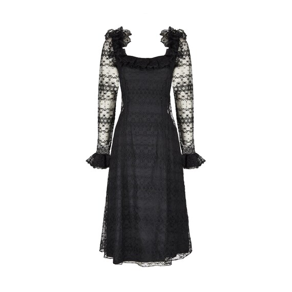 1970s Madame Gres Haute Couture Black Silk & Lace… - image 1