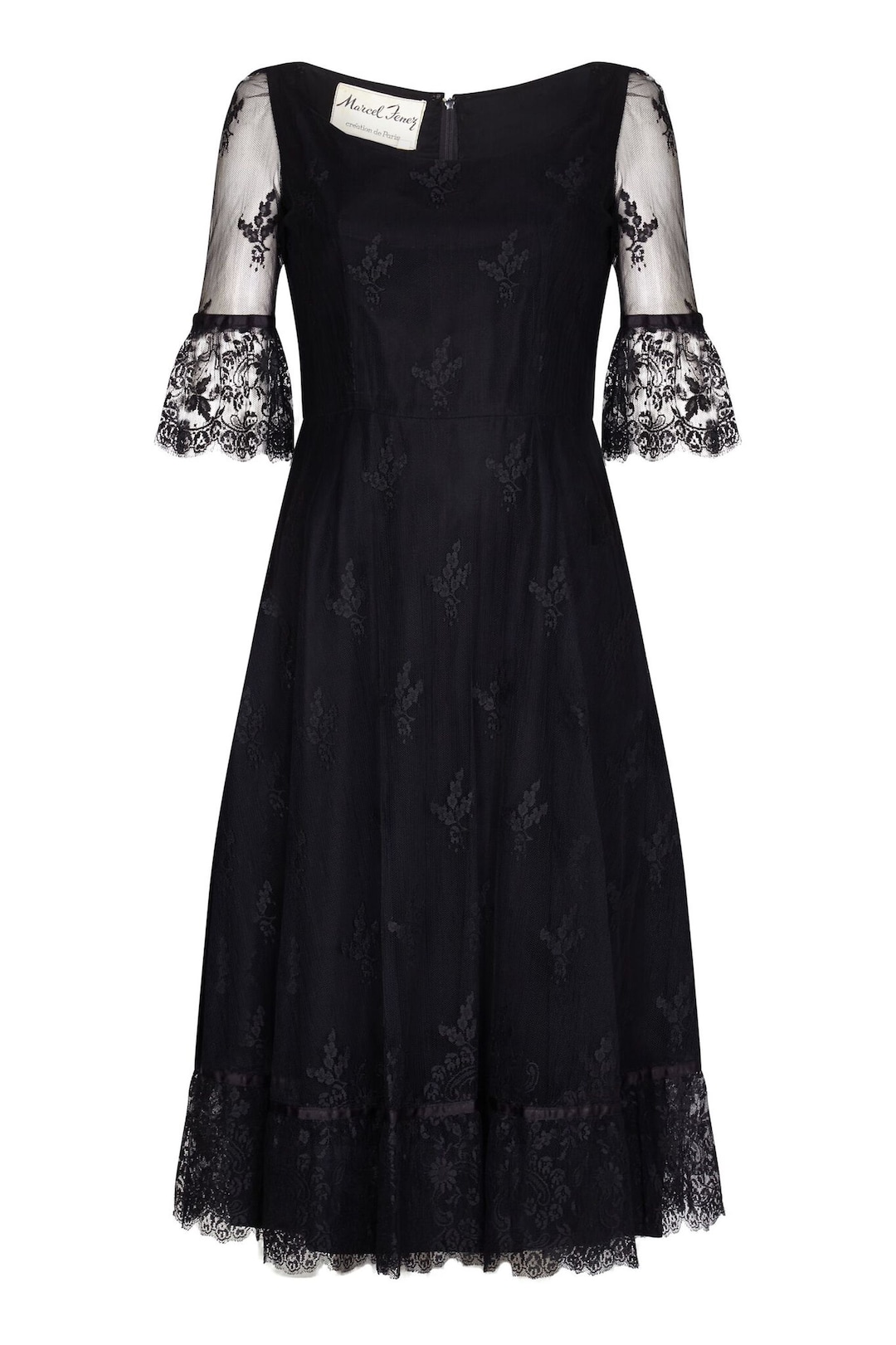 1960s Marcel Fenez Black Cocktail Dress With Lace Cuffs - Etsy UK