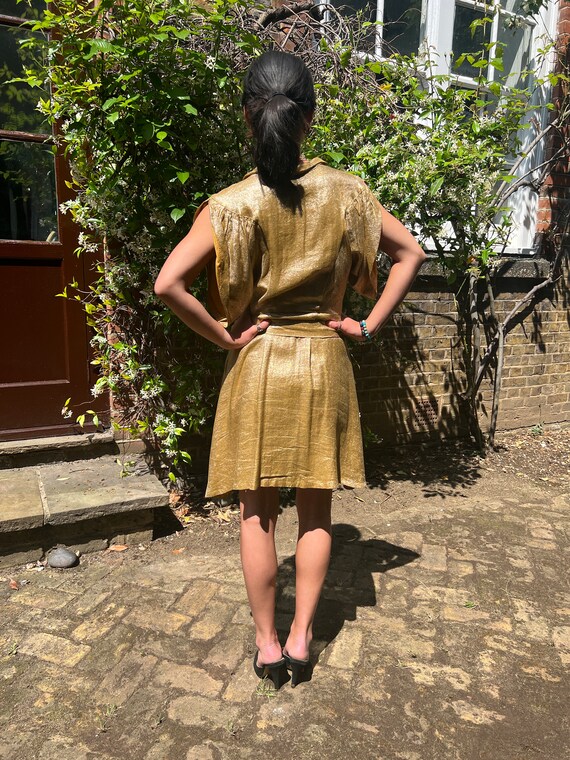 Buy 1930s Gold Lame Party Dress With Cape Sleeves and Matching Belt Online  in India - Etsy