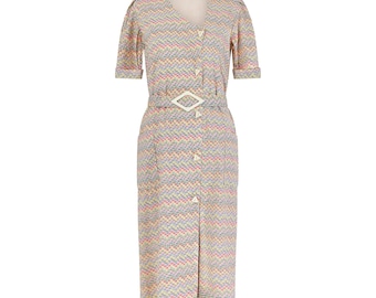 Vestido camisero estilo art déco Liberty de los años 70 con hebilla de diamante