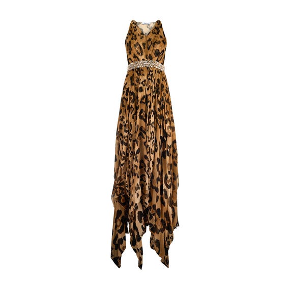 Blumarine Runway Leopard Chiffon Maxi-dress With Crystal Waistband - Etsy  Israel