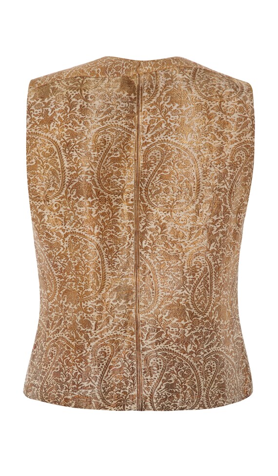 1930s Antique Silk Indian Waistcoat With Gold Bro… - image 2