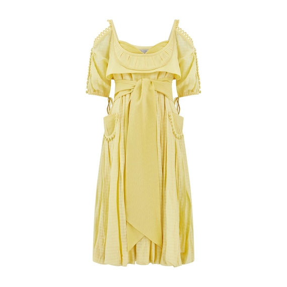 zac posen silk dress 2006 Zac Posen Runway Documented Yellow Silk Dress