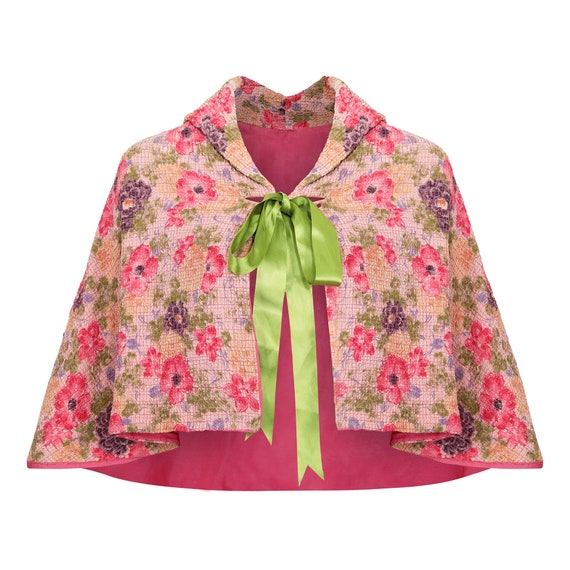 1930s Floral Textured Bed Jacket Cape
