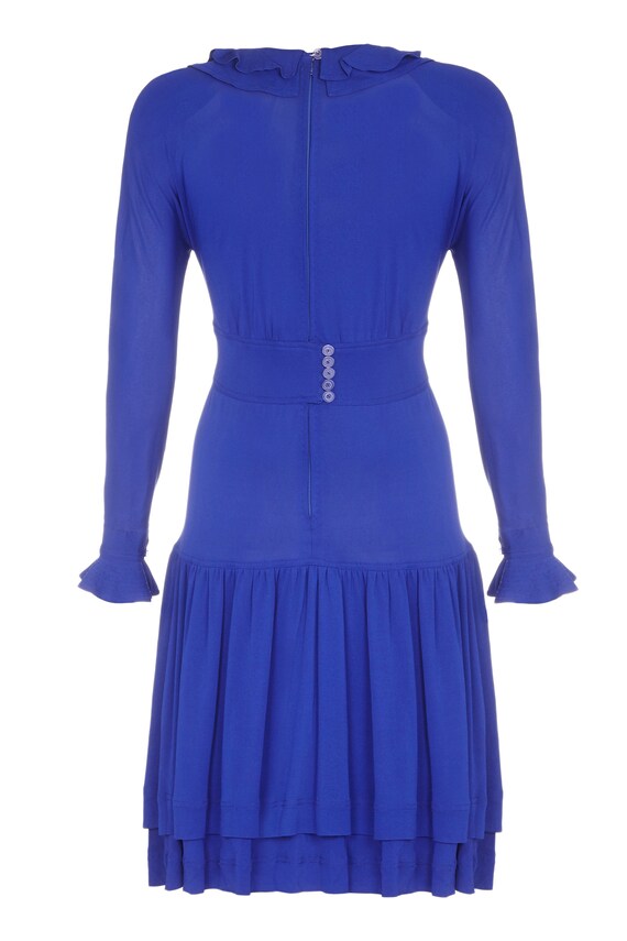 1970s Jean Muir Royal Blue Jersey Dress Size 10 - image 2