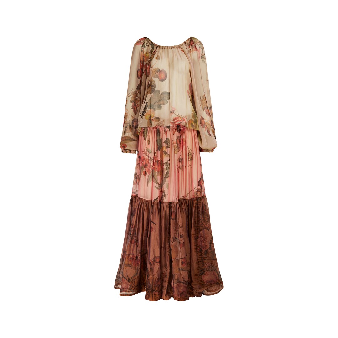 2005 animal silk maxi dress roberto cavalli Leah from Love Island wearing vintage Roberto Cavalli 2005 Animal Silk Maxi Dress