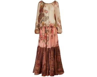 2005 Runway Dokumentierte Roberto Cavalli Seidenblumen-Maxikleid