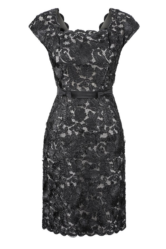 1950s Worth Demi Couture Black Raffia Cocktail Dre