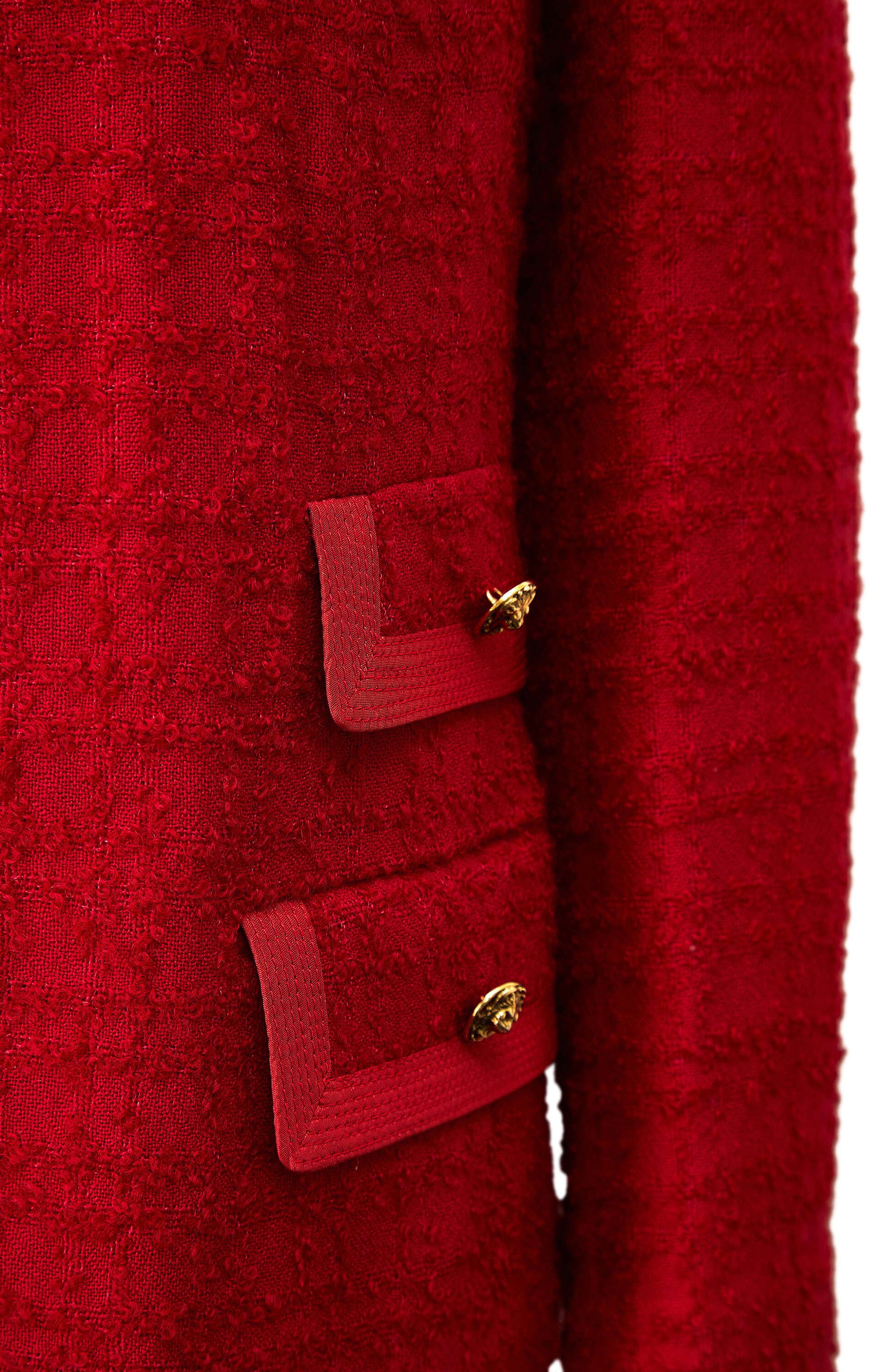 1960s Red Boucle Wool Tweed and Lion Button Jacket - Etsy 1960s Red Boucle Wool Tweed and Lion Button Jacket - Etsy