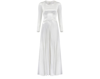 1940er Jahre Weißes Satin Brautkleid mit Schleppe