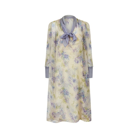 lilac and cream dress 1960s Floral Silk Ensemble Tulle Fabric Color Shrug Joys Of Summer Embellished Size:size 6 no train Purple mermaid prom dress