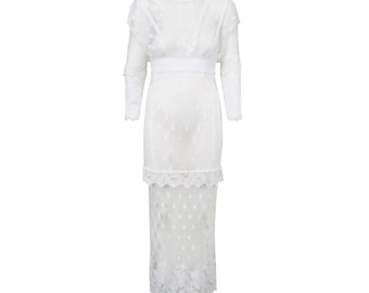 burberry white lace dress Paisley Lace Shift Dress in Chalk white - Women