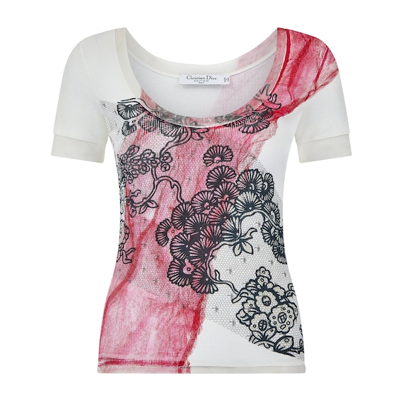 2006 Christian Dior Ribbed Cotton and Mesh T-shirt - Etsy