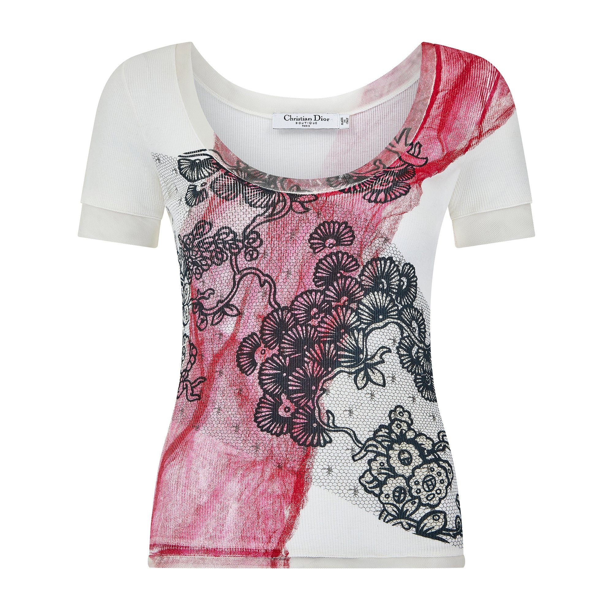Y2K Christian Dior Ribbed Cotton and Mesh T-shirt - Etsy
