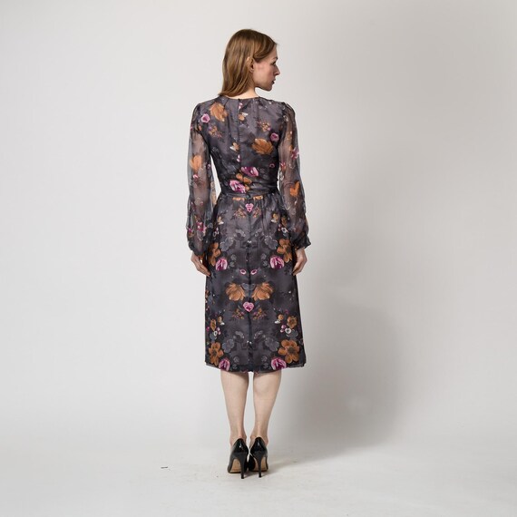 grey floral chiffon dress Madeline Convertible Chiffon Floral Print Dress