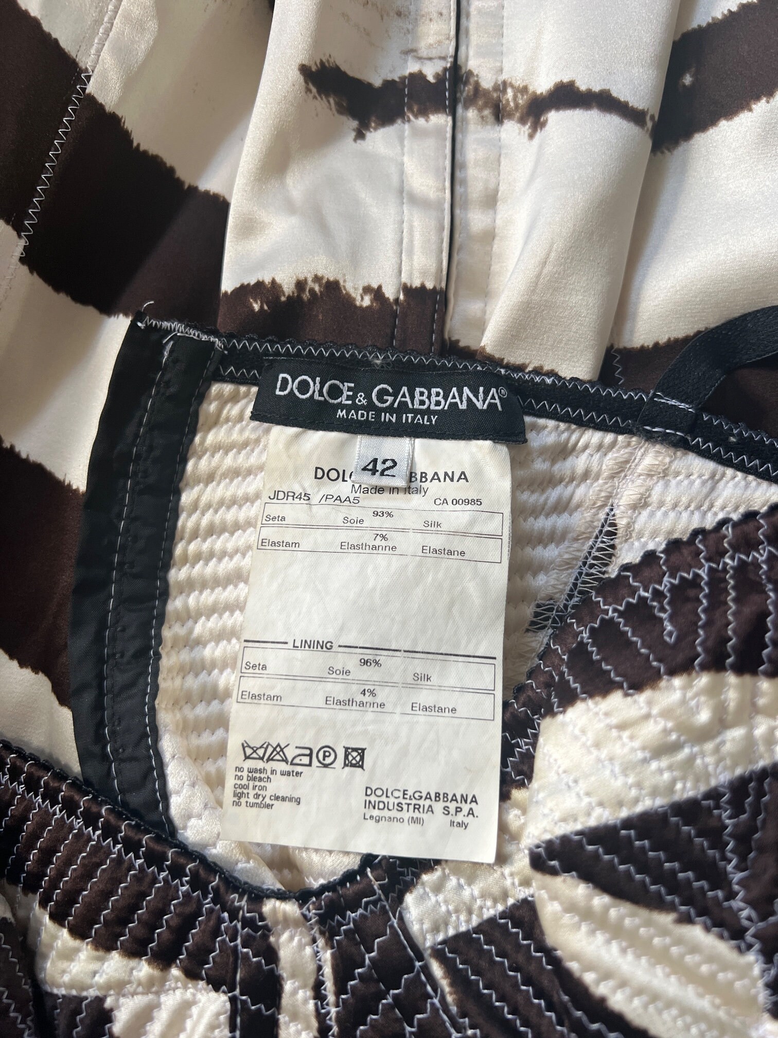Y2K Dolce and Gabbana Quilted Silk Corset Zebra Print Dress