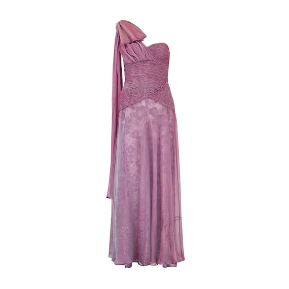 1990 Documented Valentino Purple Iridescent Silk Chiffon Ruched