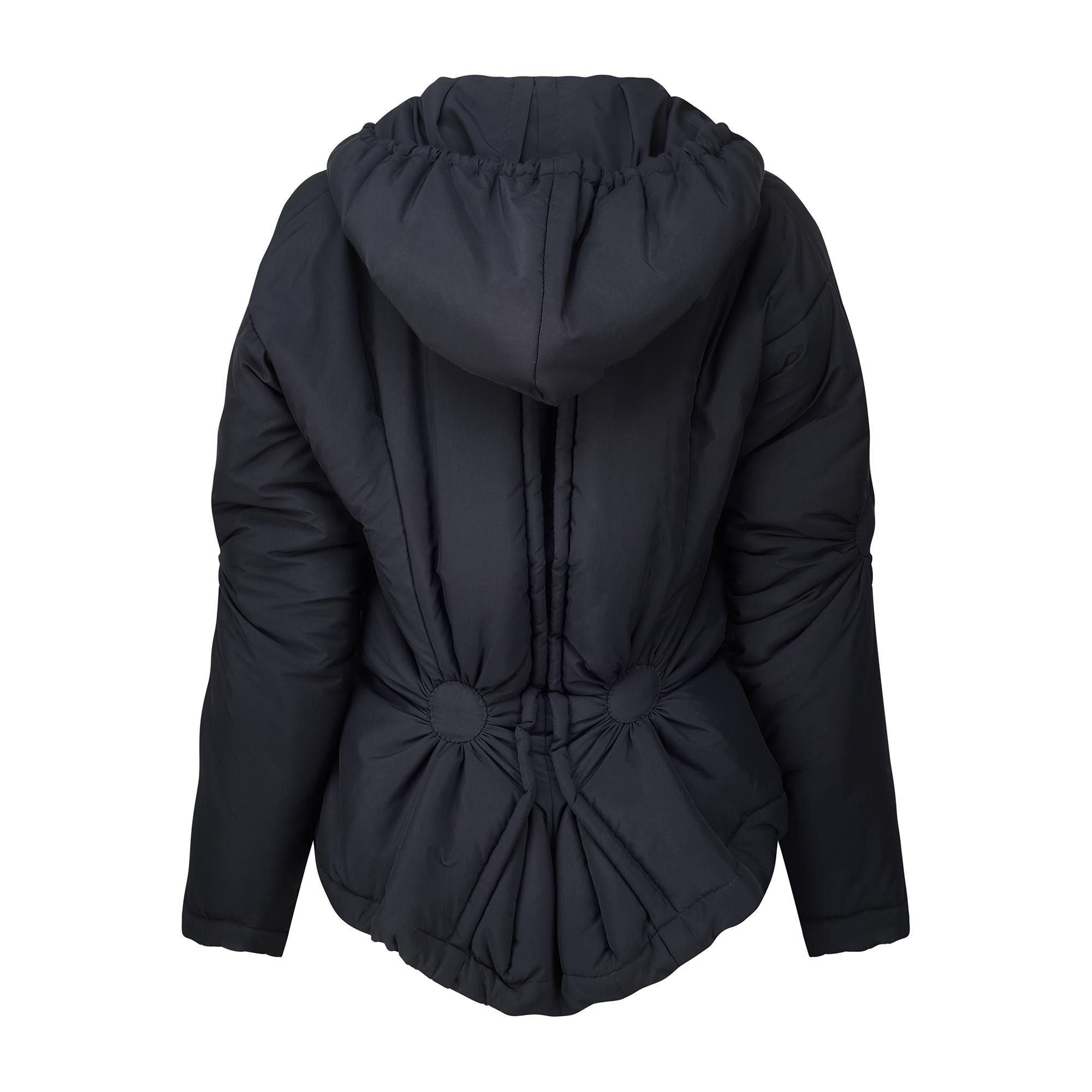 2003 Runway Issey Miyake Black Puffer Jacket With Ruched Design