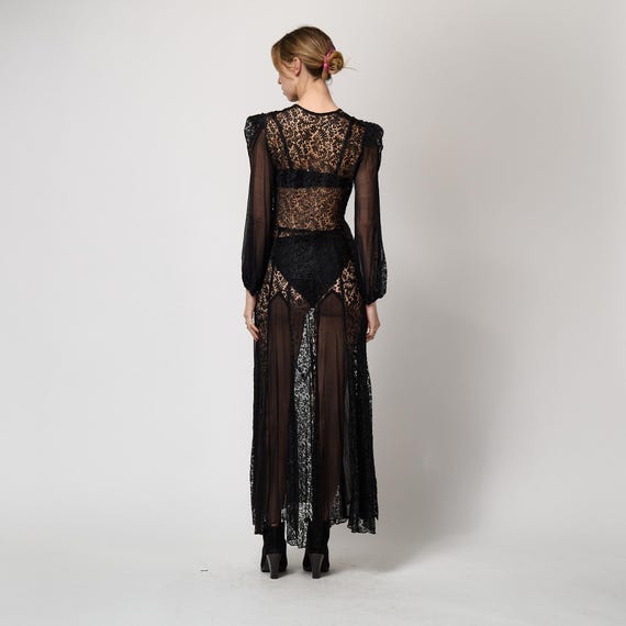 1930s Black Lace and Chiffon Insert Dress - Etsy