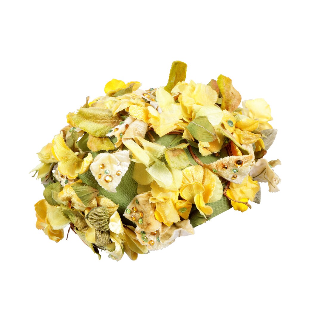 1950s Christian Dior Yellow and Green Floral Crystal Hat - Etsy