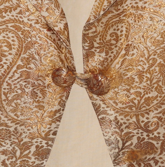 1930s Antique Silk Indian Waistcoat With Gold Bro… - image 3