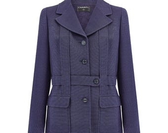 2001 Chanel Purple Jacket with Horizontal Stripes