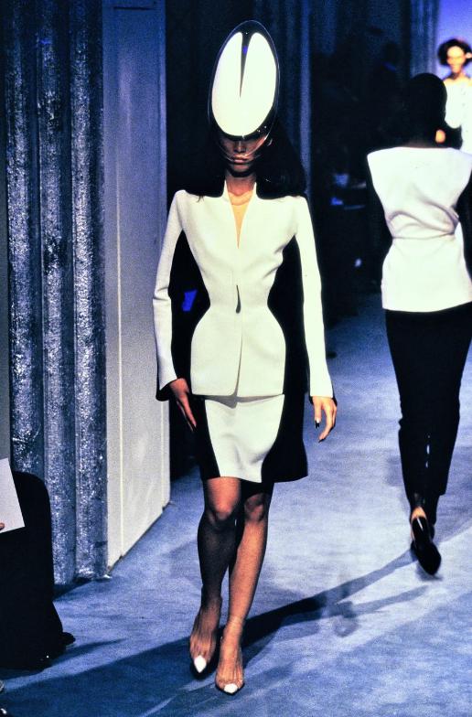 mugler dress 90s 1990s Thierry Mugler Indigo and Black Velvet Dress