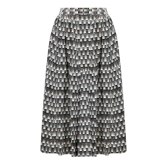 1970s Bill Gibb Piano Print Velvet Midi Skirt