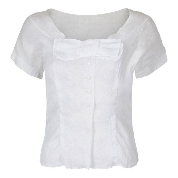 1950s Christian Dior White Cotton Blouse - image 1