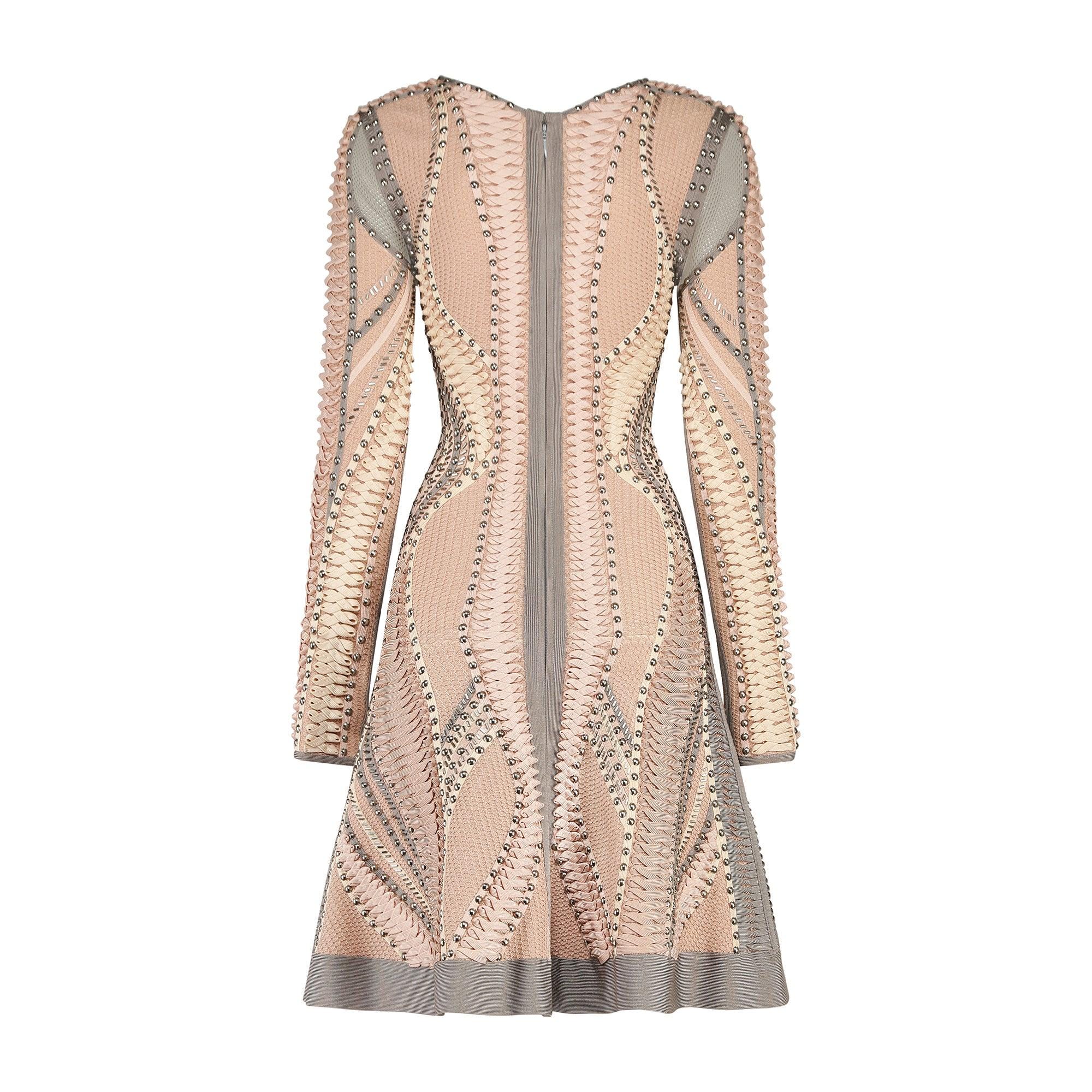 Herv Lger Runway Pink and Grey Bandage Dress With Stud Detail - Etsy