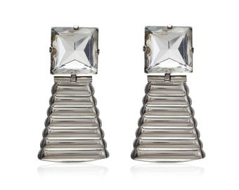 1980s Butler & Wilson Sterling Silver Crystal Earrings