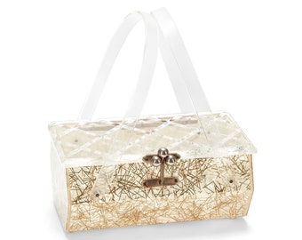 1950s Kahn of Florida Gold Confetti Lucite Double Handled Bag
