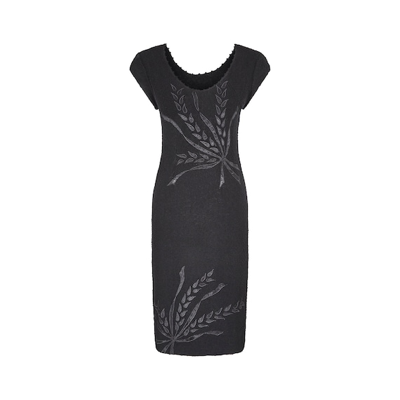 white christmas dresses Black Muse Floral Applique Work Designer Premium Cotton Dress For Women –  Label Madhuri Thakkar main image 0