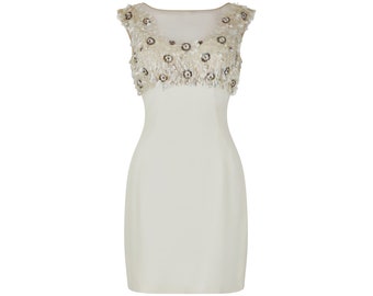 white christmas dresses Dolly Scallop Trim Shift Dress Small / Cream main image 1
