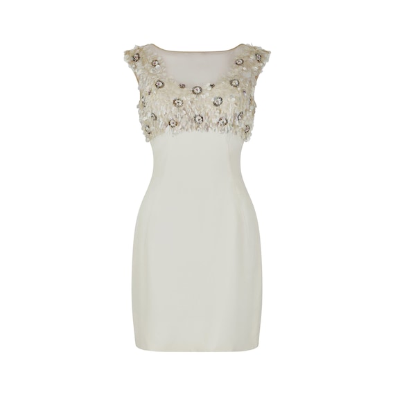 1960s Cream Beaded Bodice Shift Dress - Etsy 1960s Cream Beaded Bodice Shift Dress - Etsy