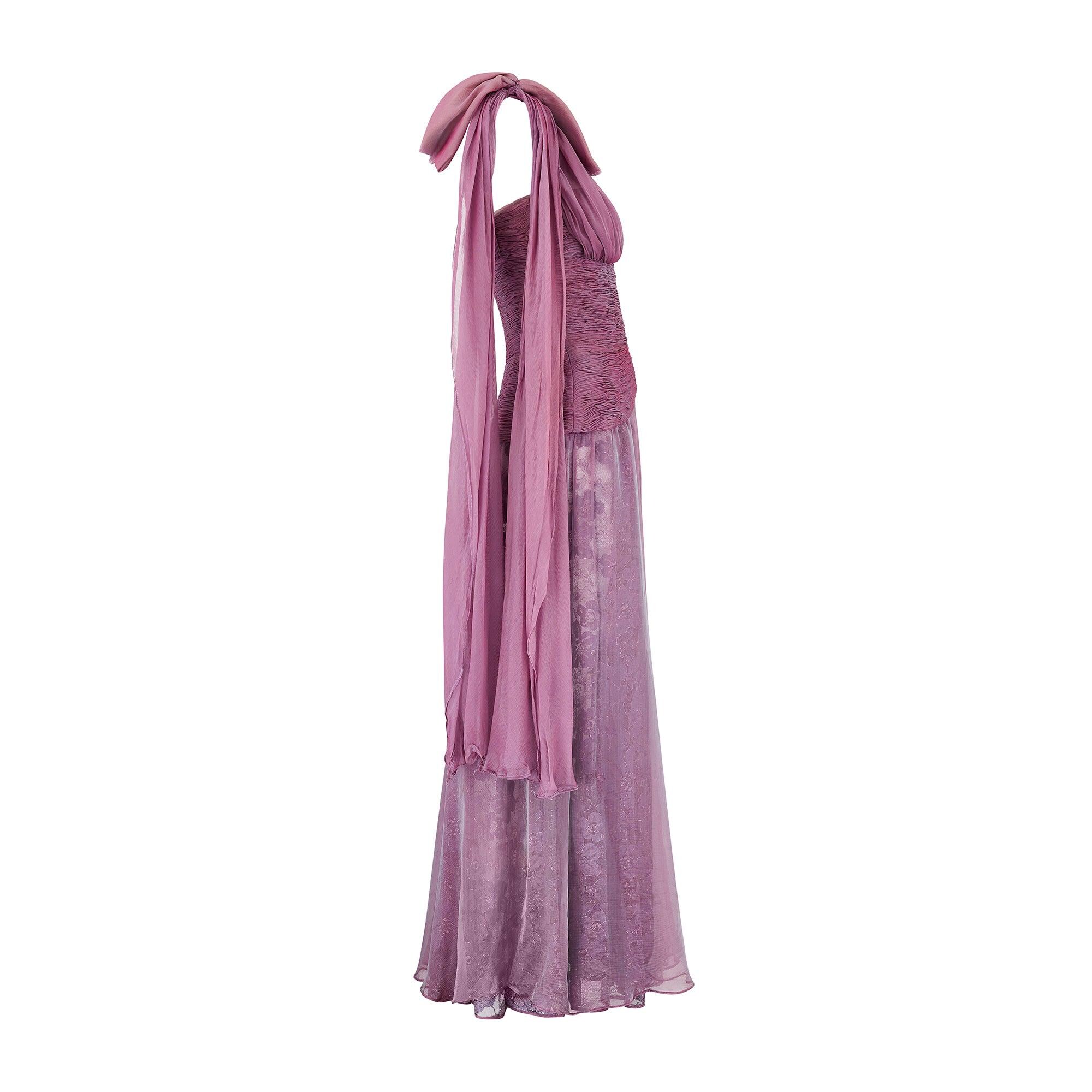 1990 Documented Valentino Purple Iridescent Silk Chiffon Ruched Dress - Etsy