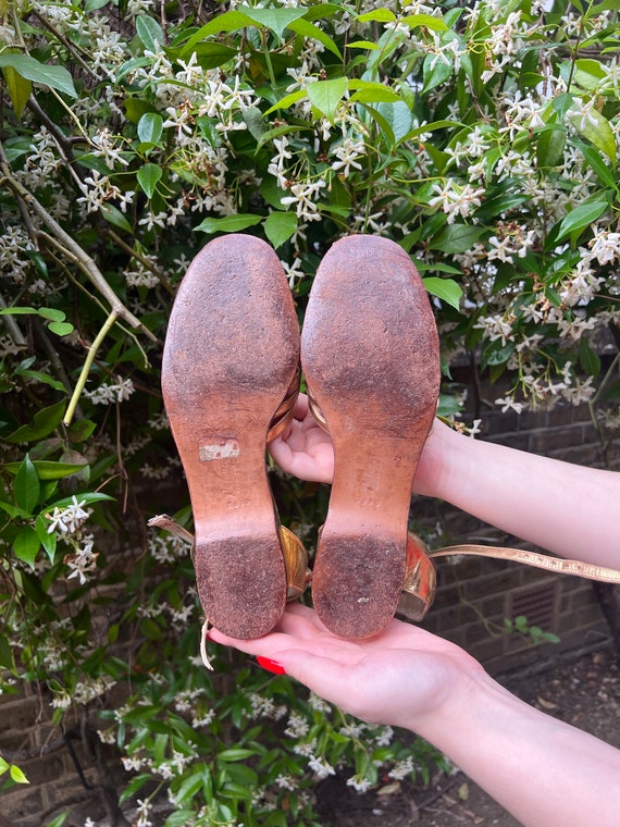 1930s Russell and Bromley Gold Low Wedge Sandal 39.5 - Etsy